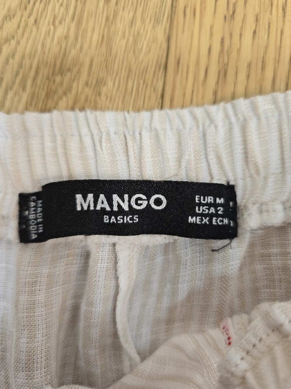 Mango Linen Blend Tan and White Stripped Cropped Linen Pant Size 2 - Picture 2 of 9